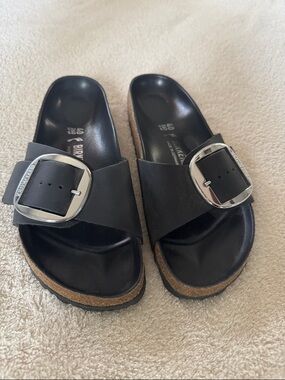 Birkenstock Madrid Large Buckle Sandal.  Black. Size 40/ US 9.